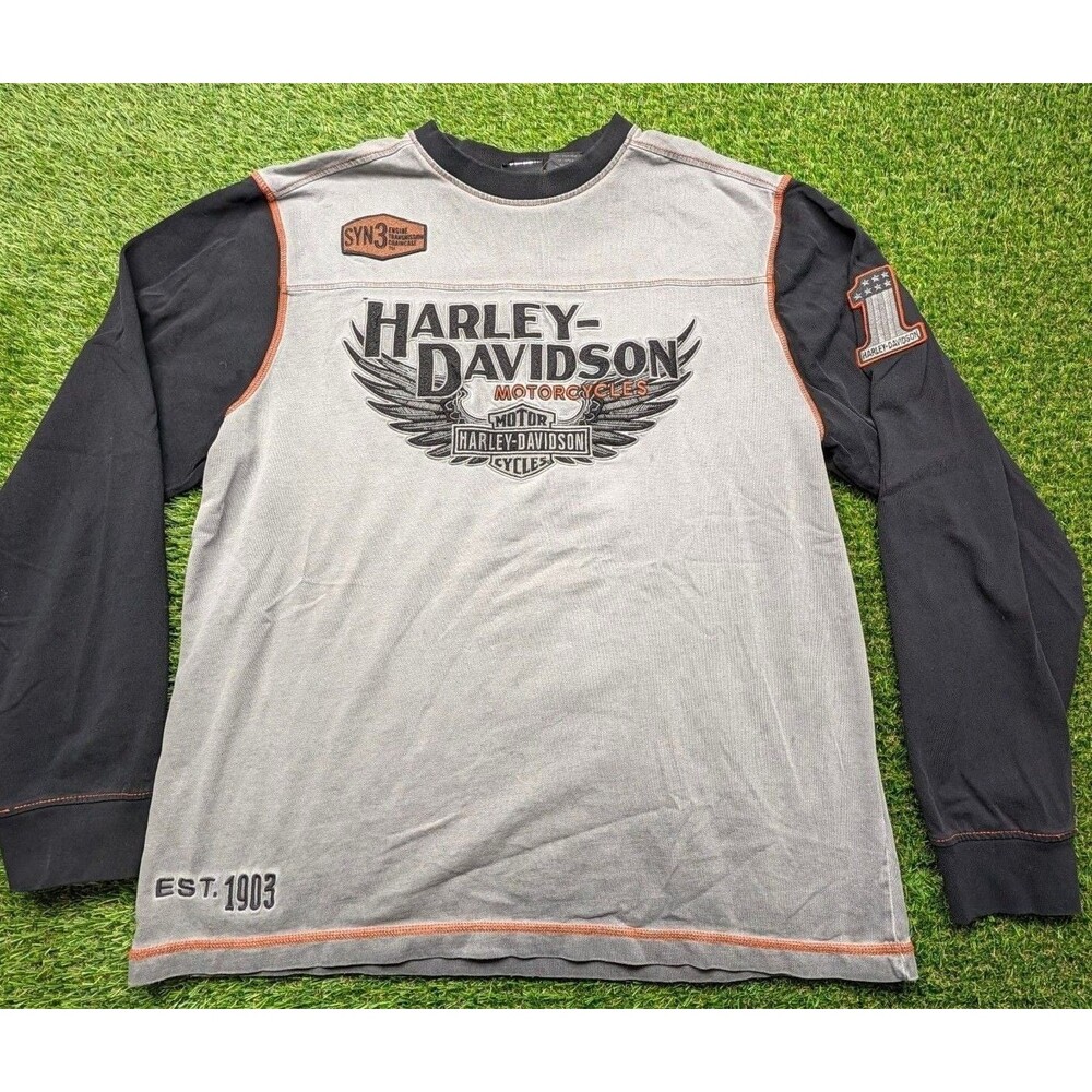 Harley-Davidson Long Sleeve Graphic Shirt Grey Black size XL